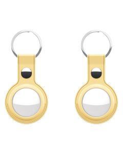 KeyBudz AirTag Schlüsselanhänger Lederetui AirTag pastellgelb 2 Stück