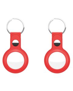 KeyBudz AirTag Schlüsselanhänger Lederetui für AirTag rot 2 Stück