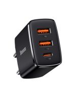 Baseus USB-C, 2x USB-A 30W PD QC3.0 Wandladegerät
