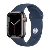 Apple Watch Series 7 LTE 41 mm Edelstahl graphit Sportarmband abys