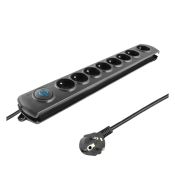 Qoltec Überspannungsschutzleiste - 8 Steckdosen, 1,8 m, schwarz