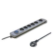 Qoltec Überspannungsschutzleiste - 6 Steckdosen, 1,8 m, grau
