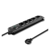 Qoltec Überspannungsschutzleiste - 5 Steckdosen, 1,8 m, schwarz