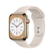 Apple Watch Series 8 LTE 45 mm Edelstahlgehäuse gold Sportarmband