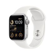 Apple Watch SE GPS 40 mm Aluminiumgehäuse silber Sportarmband weiß