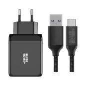 Silver Monkey GaN 65 W Wandladegerät + 2 m USB-C-Kabel.