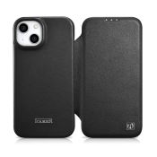 iCarer Leder Folio Case iPhone 14 Plus (Magsafe) schwarz