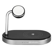 Verbatim Aluminium-Ladestation 3in1 WCS-02 Qi MFi QC 3.0 USB-A