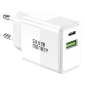 Silver Monkey Ladegerät 20W USB-C PD, USB-A QC