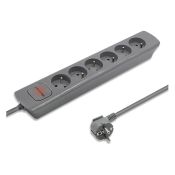 Qoltec Steckdosenleiste - 6 Steckdosen, 1,8 m, grau