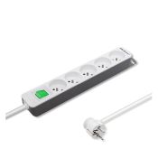 Qoltec Steckdosenleiste - 5 Steckdosen, 1,8m, weiß/grau