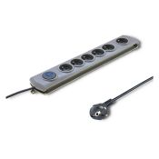 Qoltec Überspannungsschutzleiste - 6 Steckdosen, 5 m, grau