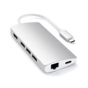 Satechi Aluminium Adapter V2 (USB-C, 3xUSB-A, 4K HDMI, mSD) (silver)