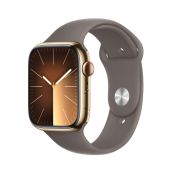 Apple Watch 9 LTE 45mm Edelstahl gold Sportarmband tonbraun