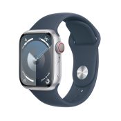Apple Watch 9 LTE 41mm M/L Aluminium silber Sportarmband sturmblau