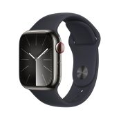 Apple Watch 9 LTE 41mm Edelstahl graphit Sportarmband mitternacht