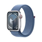Apple Watch 9 LTE 41mm Aluminium silber Sport Loop winterblau