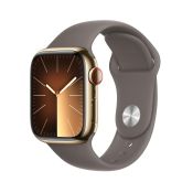 Apple Watch 9 LTE 41mm Edelstahl gold Sportarmband tonbraun