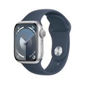 Apple Watch 9 GPS 41mm Aluminium silber Sportarmband sturmblau