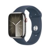 Apple Watch 9 LTE 45mm Edelstahl silber Sportarmband sturmblau