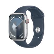 Apple Watch 9 LTE 45mm Aluminium silber Sportarmband sturmblau