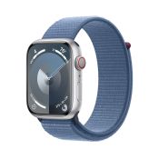 Apple Watch 9 LTE 45mm Aluminium silber Sport Loop winterblau