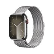 Apple Watch 9 LTE 45mm Edelstahl silber Milanaise-Armband silber