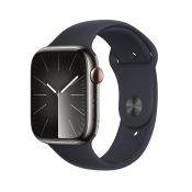 Apple Watch 9 LTE 45mm Edelstahl graphit Sportarmband mitternacht
