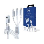 3mk Hyperkabel 3in1 A/C auf C/Micro/Lightning 1,5 m Weiß