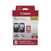 Canon Set mit 2 Tinten PG-560XL + CL-561XL + Fotopapier 50 Stk