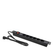 Qoltec Aluminium-Steckdosenleiste RACK PDU 19'' 1HE 16A 6xFR