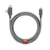 Native Union Gürtelkabel Duo Pro 240 W USB-C – Lightning/USB-C 2,4 m Zebra