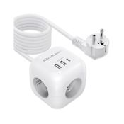 Qoltec Power Cube Verlängerungskabel 6in1 3x AC 2x USB 1x USB-C 2m