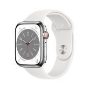 Apple Watch Series 8 LTE 45 mm Edelstahlgehäuse silber Sportarmban