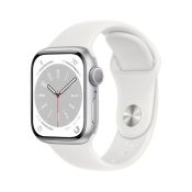 Apple Watch Series 8 GPS 41mm Aluminum silber Sportarmband weiß