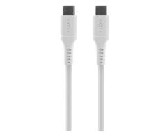 FIXED Flüssigsilikon-USB-C/USB-C-Kabel, 2 m, 60 W, Weiß