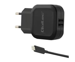 Qoltec Wandladegerät 2 x USB 3,4 A 17 W + USB-C
