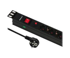 Qoltec RACK 19" 1HE PDU CB - 6 Steckplätze, 2m, SCHUKO