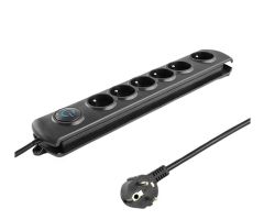 Qoltec Überspannungsschutzleiste - 6 Steckdosen, 3m, schwarz