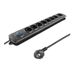 Qoltec Überspannungsschutzleiste - 8 Steckdosen, 3m, schwarz