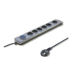 Qoltec Überspannungsschutzleiste - 6 Steckdosen, 1,8 m, grau