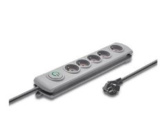 Qoltec Überspannungsschutzleiste - 5 Steckdosen, 1,8 m, grau