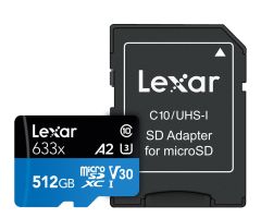 Lexar 512GB microSDXC High-Performance 633x UHS-I A2 V30