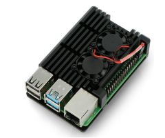 Raspberry Pi justPi-Gehäuse für RPi 4B - Aluminium 2x Lüfter.