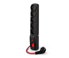 HSK DATA Acar F5 Power 16A - 5 Steckdosen, 1,5 m, schwarz