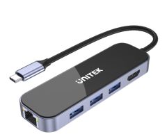 Unitek HUB USB-C 3.1 - RJ-45, HDMI 4K, PD100W, 3x USB-A