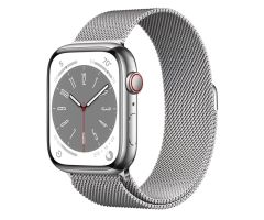 Apple Watch Series 8 LTE 45 mm Edelstahlgehäuse silber Milanaise-A