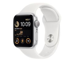Apple Watch SE GPS 40 mm Aluminiumgehäuse silber Sportarmband weiß