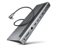 Axagon Multiport-USB-Hub 5 Gbit/s, 3x USB-A, 2x HDMI + DP + GLAN,