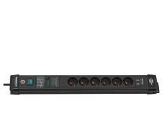 Premium-Line - 6 Steckdosen, 2x USB, 3m schwarz 60.000A